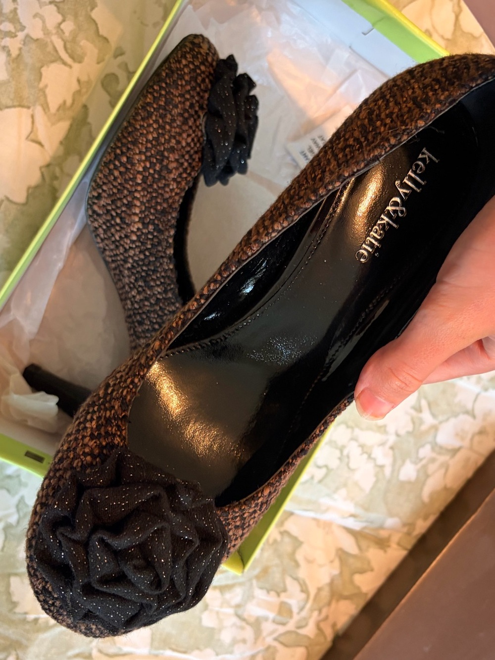 Kelly & Katie Flower Brown Heels